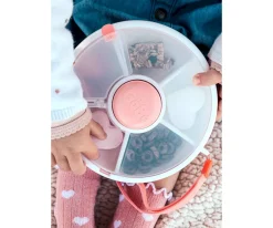 Caja Almuerzo Snack Spinner Flip, Correa de Mano y Hoja de Pegatinas Coral Pink