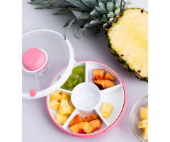 Caja Almuerzo Snack Spinner Flip, Correa de Mano y Hoja de Pegatinas Coral Pink