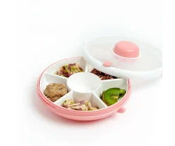 Caja Almuerzo Snack Spinner Flip, Correa de Mano y Hoja de Pegatinas Coral Pink