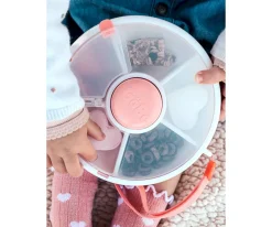 Caja Almuerzo Snack Spinner Flip, Correa de Mano y Hoja de Pegatinas Coral Pink