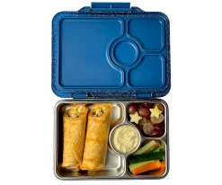 Caja Almuerzo Yumbox Pret Acero Glitter Azul 4 Compartimentos