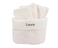 Cesta con secababitas Dorset Rosa Personalizable