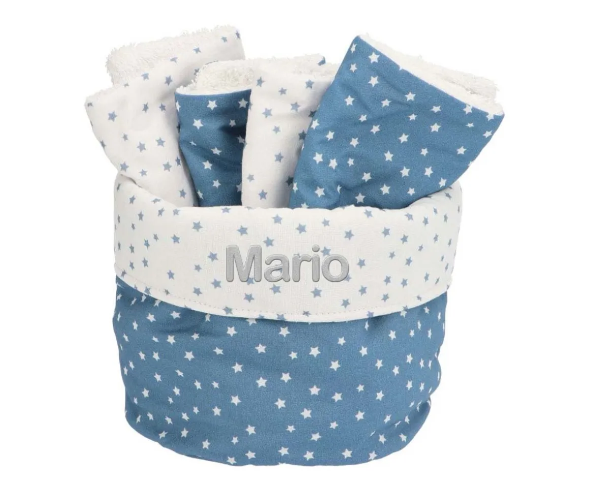 Cesta con Secababitas Mini Star Azul Personalizable