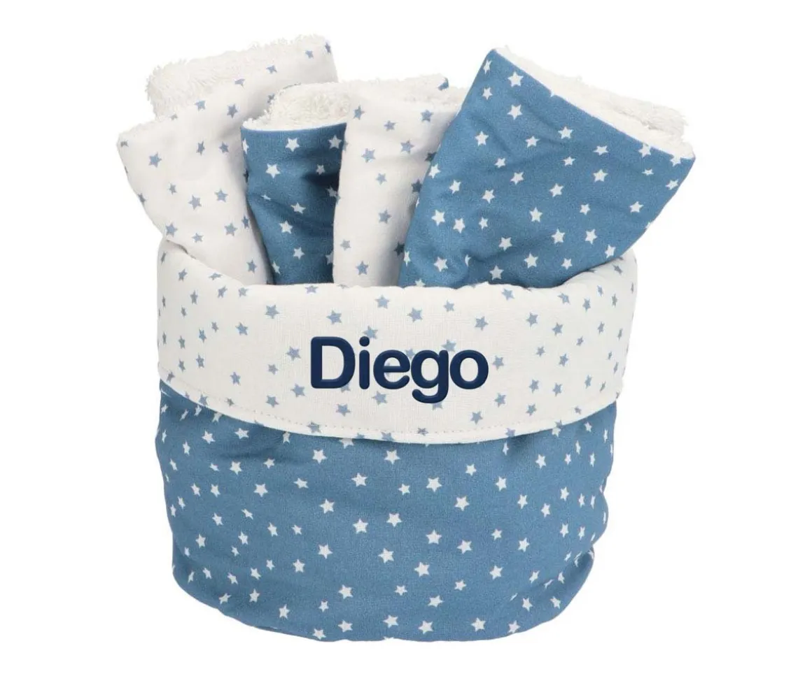 Cesta con Secababitas Mini Star Azul Personalizable