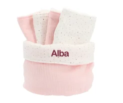 Cesta con Secababitas Rainbow Dots Rosa Personalizable