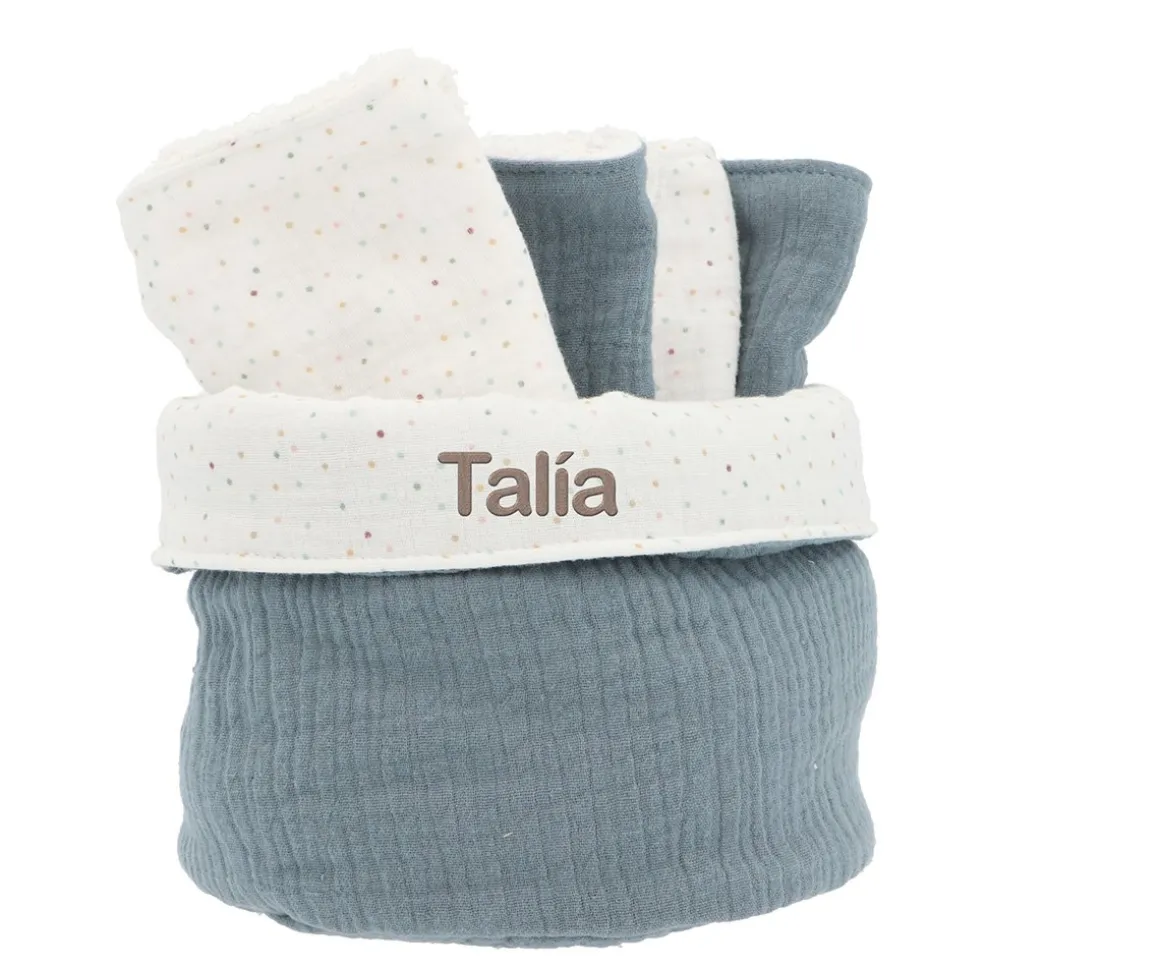 Cesta con Secababitas Rainbow Dots Azul Personalizable