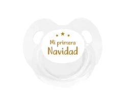 Chupete Retro Blanco Mi Primera Navidad Mostaza