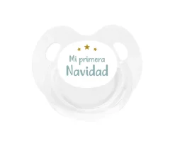 Chupete Retro Blanco Mi Primera Navidad Verde