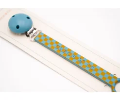 Chupetero Silicona Checks Laguna+Wheat