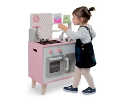 Cocina de Madera Macaron Blanca y Rosa