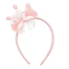 Diadema Infantil Laurana con Corona y Pompones Rosa Claro