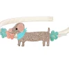 Diadema Infantil Puck Glitter con Flores y Perrito Dachsund