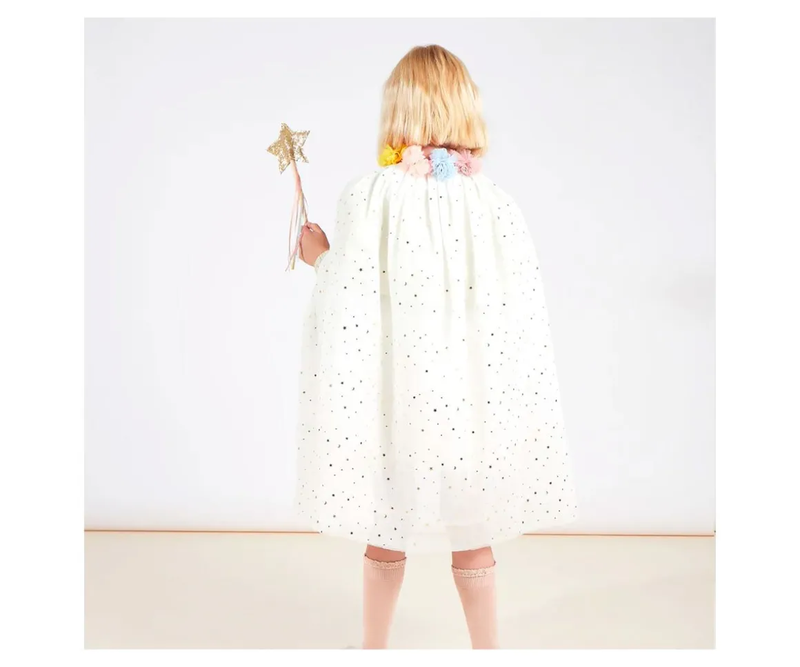 Disfraz Capa con Cuello de Pompones y Varita 3-6años