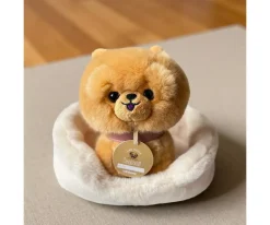 Les Minis Kanaï Perro de Peluche Loki con Collar y Cesta de Piel Sintética