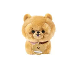 Les Minis Kanaï Perro de Peluche Loki con Collar y Cesta de Piel Sintética