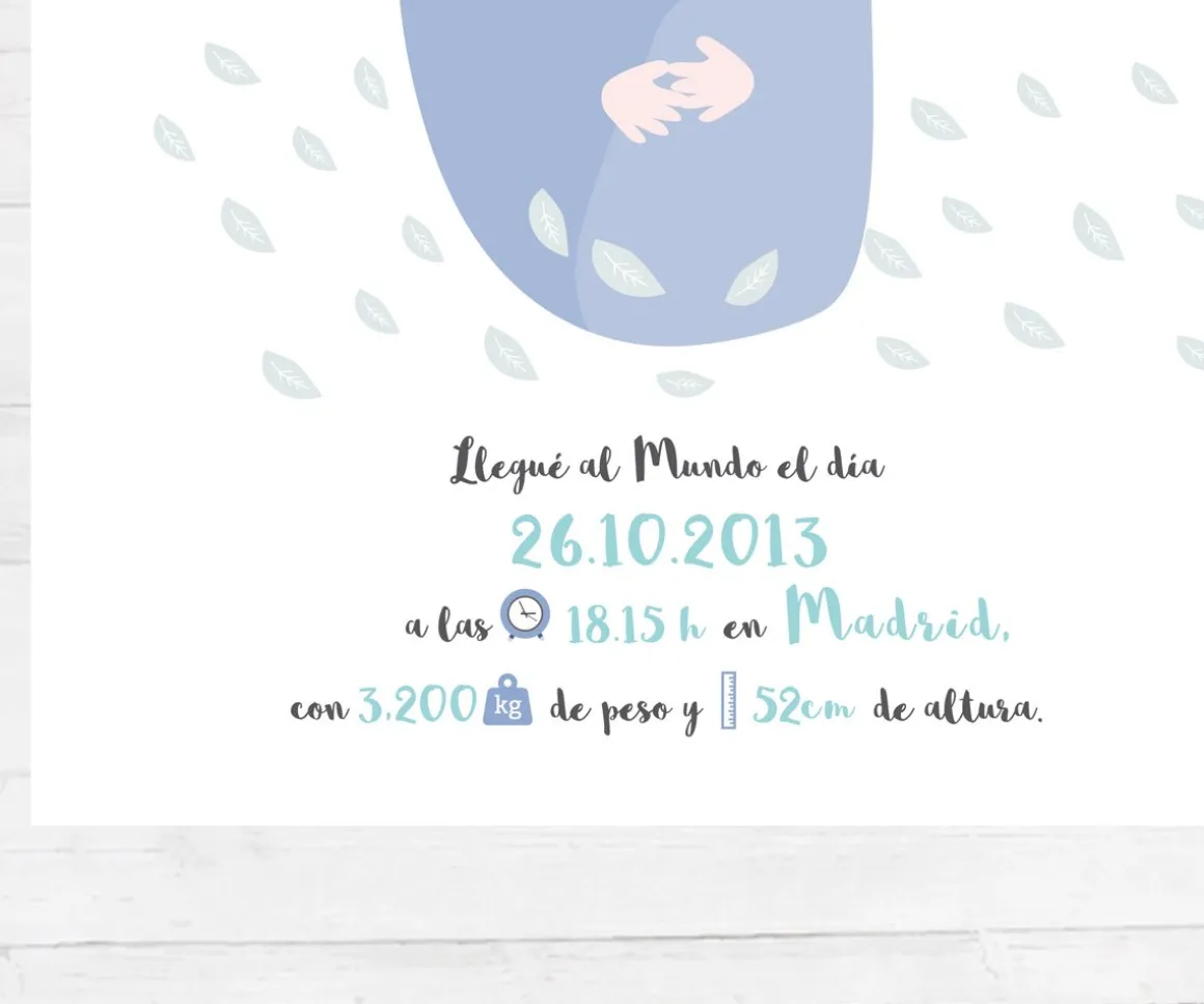 Lámina Personalizada Nacimiento Azul
