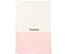 Manta Coralina Rainbow Dots Rosa Personalizable