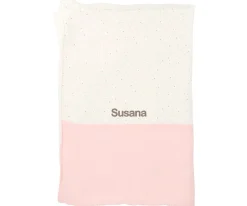 Manta Coralina Rainbow Dots Rosa Personalizable