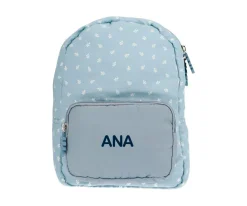 Mochila Infantil Acolchada Leaves Blue Personalizable