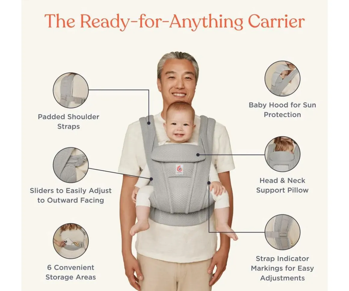 Mochila Portabebés Omni Deluxe Gris Perla