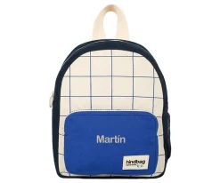 Mochila Preescolar Romy Tricolor Cuadros Beige Personalizable