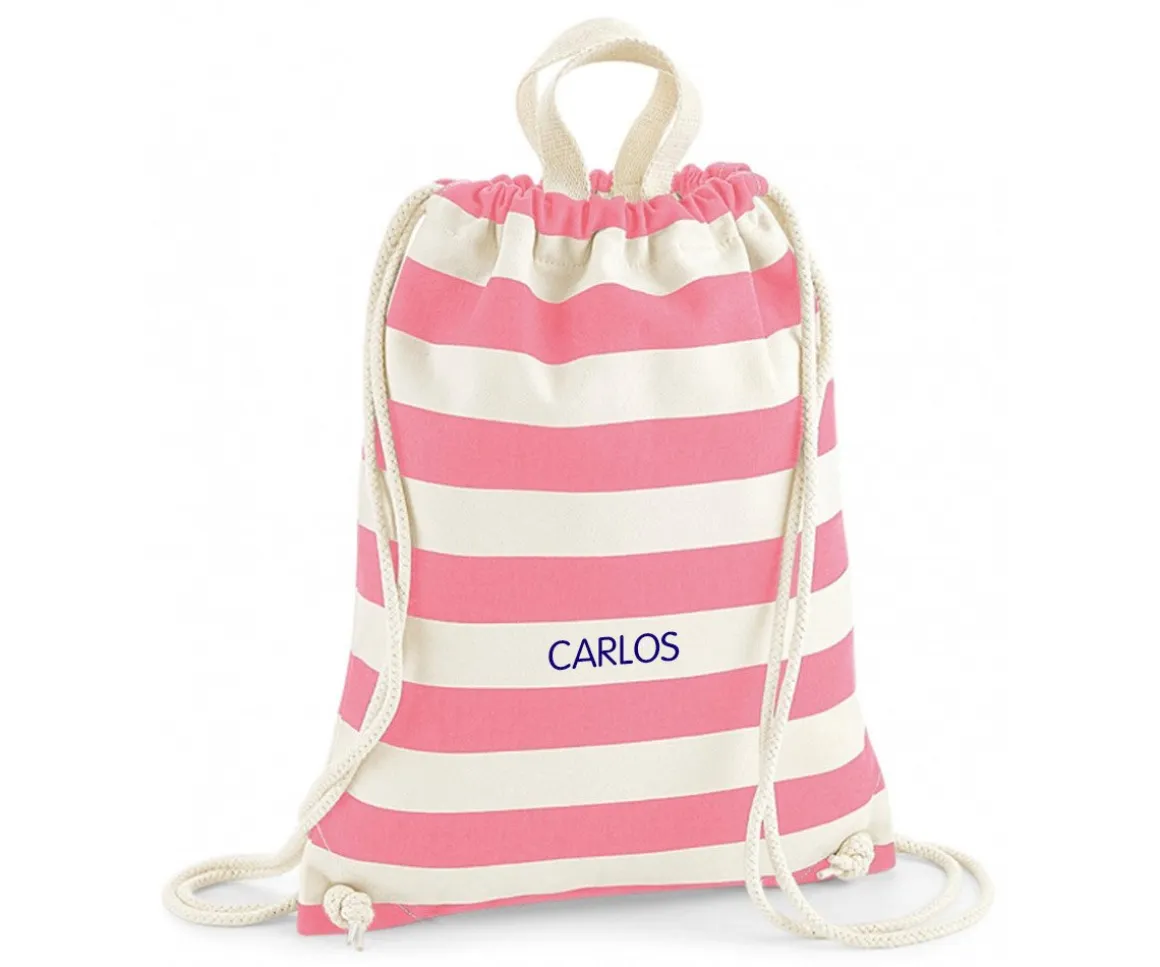 Mochila Saco Nautical Natural-Pink Personalizable