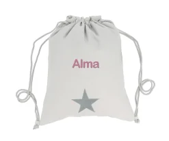 Mochila Saco Personalizada Piqué Estrella Gris