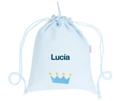 Mochila Saco Personalizada Piqué Corona Azul