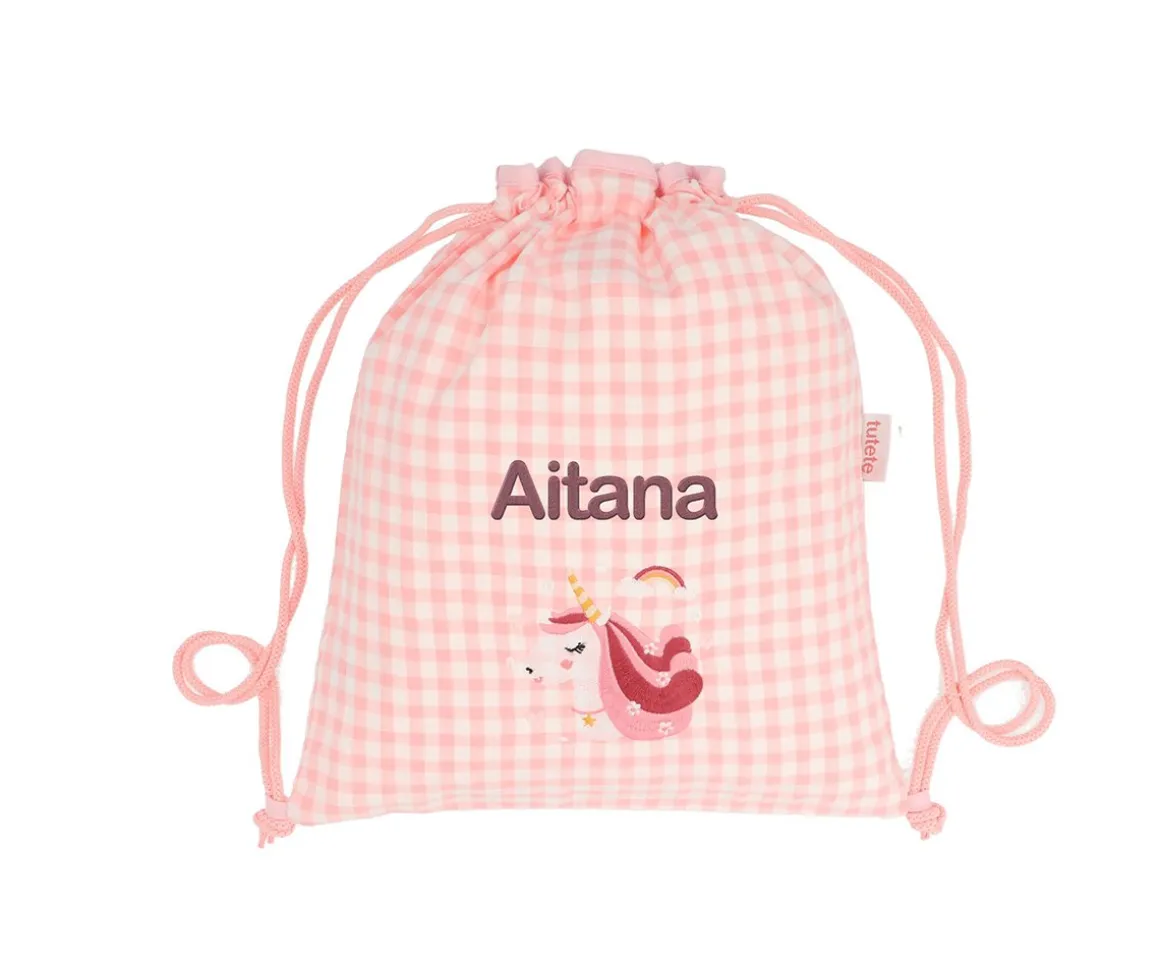 Mochila Saco Vichy Magical Unicorn Personalizable