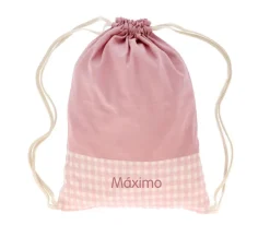 Mochila Saco Vichy Rosa Personalizable
