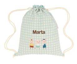 Mochila Saco Vichy The Three Little Pigs Personalizable