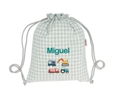 Mochila Saco Vichy Trucks Personalizable