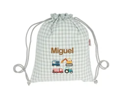 Mochila Saco Vichy Trucks Personalizable
