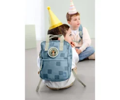 Mochila Square Pattern Party Blue / Green Personalizable