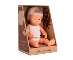 Muñeco Síndrome de Down Rubio 38cm