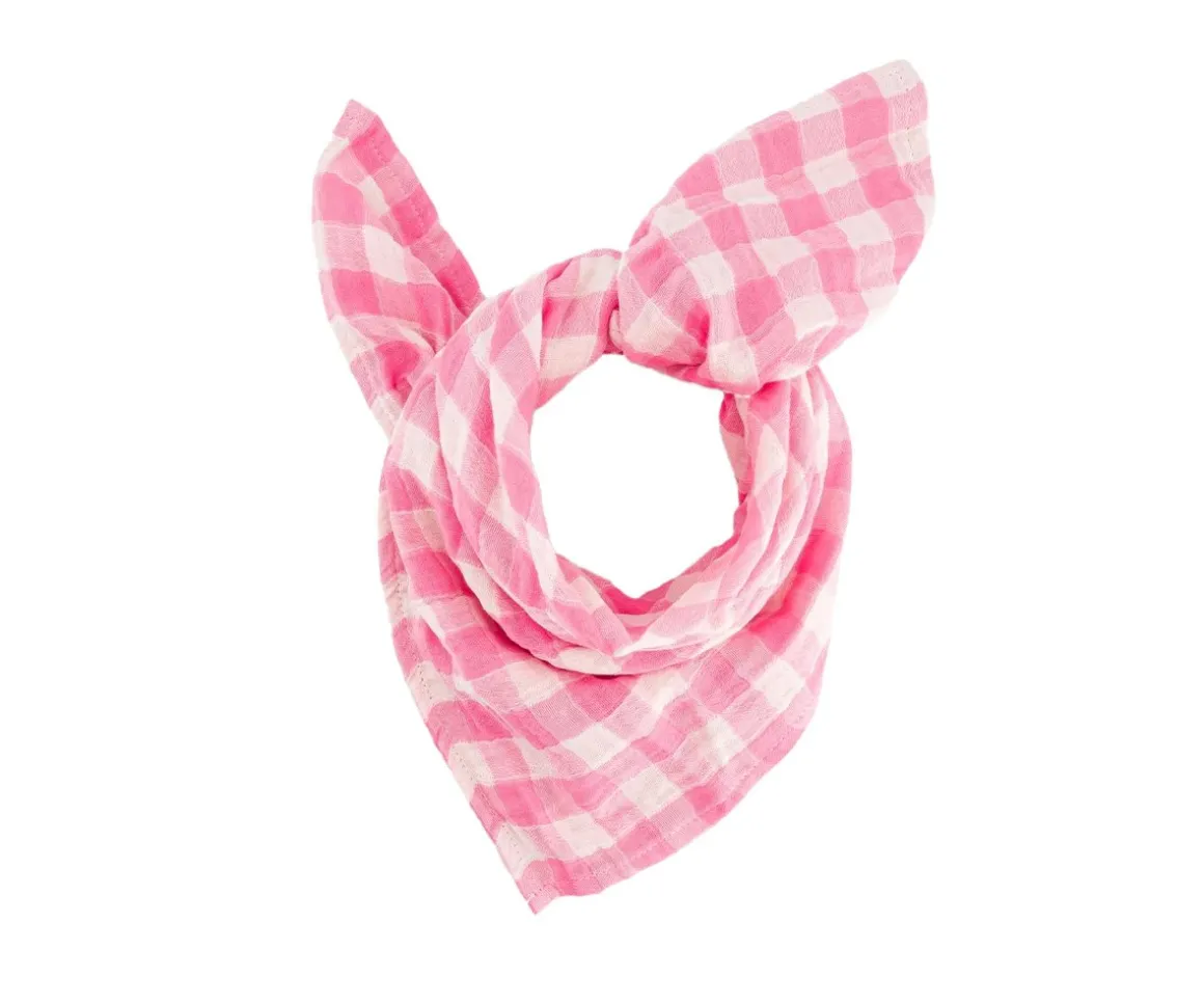 Muselina Bianca Vichy Rose Fluo Talla L