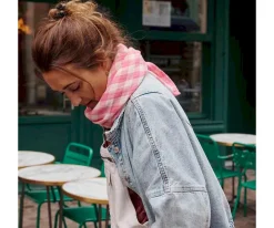 Muselina Bianca Vichy Rose Fluo Talla L