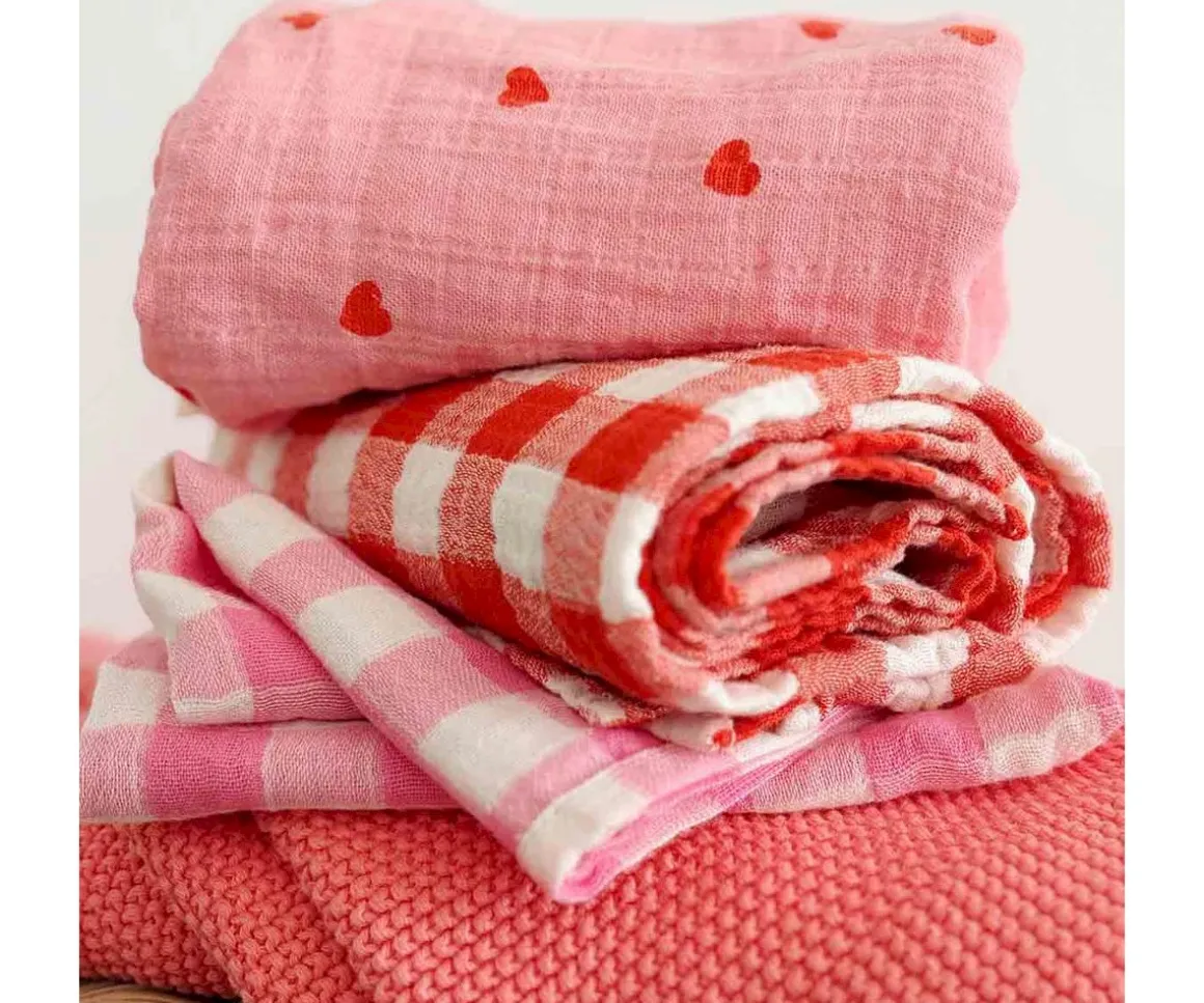 Muselina Bianca Vichy Rose Fluo Talla L