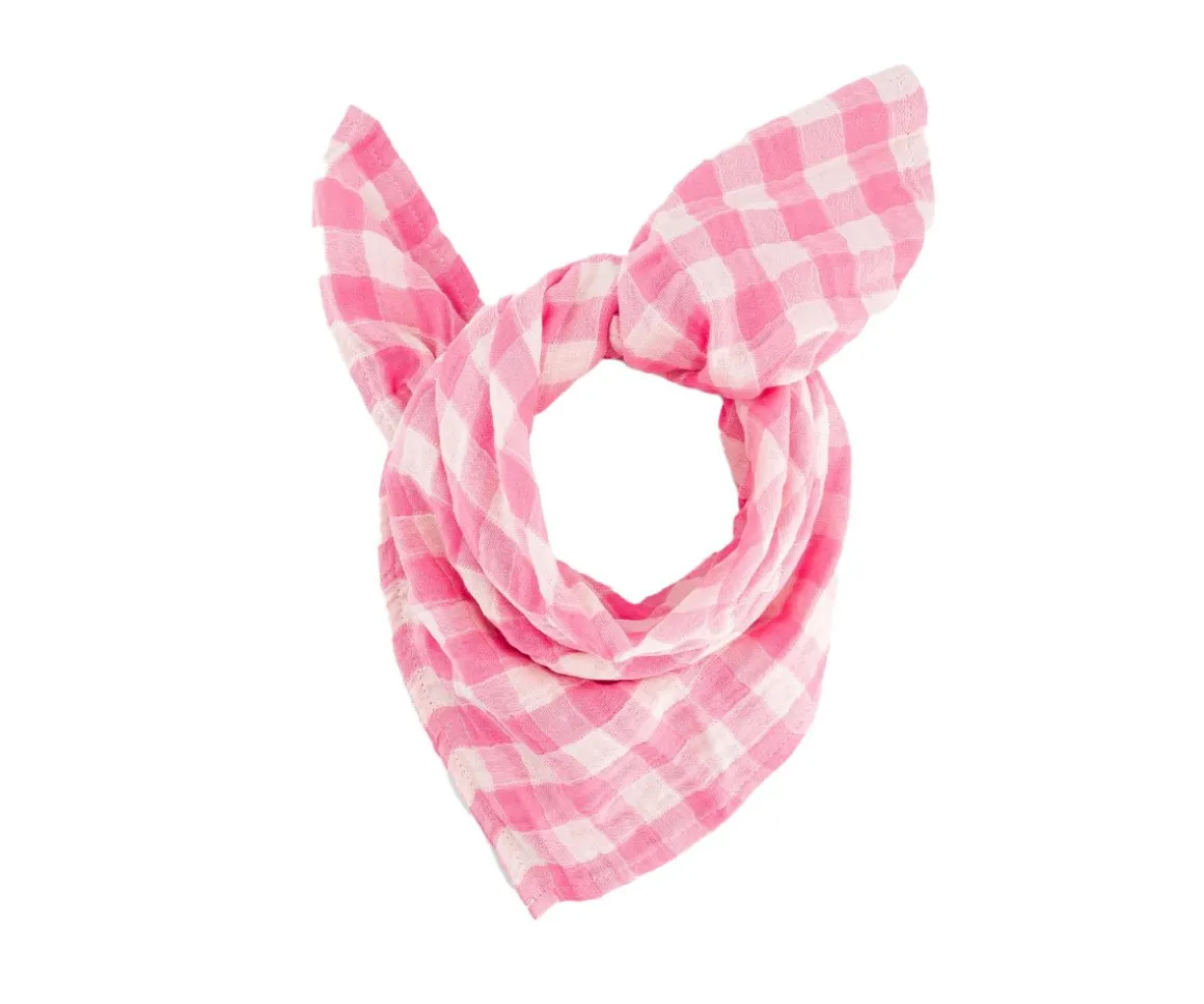 Muselina Bianca Vichy Rose Fluo Talla M