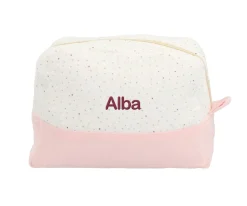 Neceser Grande Rainbow Dots Rosa Personalizable