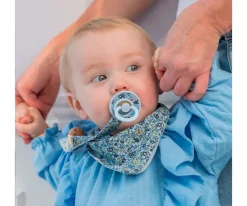 Pack 2 Chupetes BIBS Colour Round + 1 Secababitas Liberty Chamomile Lawn Baby Blue