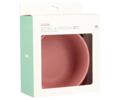 Pack Baby Meal Babero Silicona Wild Fairies + Bol Silicona y Cuchara Acero Brick Blush