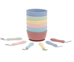 Pack Baby Meal Babero Silicona Croc + Bol Silicona y Cuchara Acero Sun