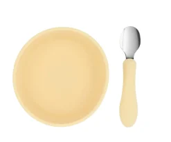 Pack Baby Meal Babero Silicona Croc + Bol Silicona y Cuchara Acero Sun