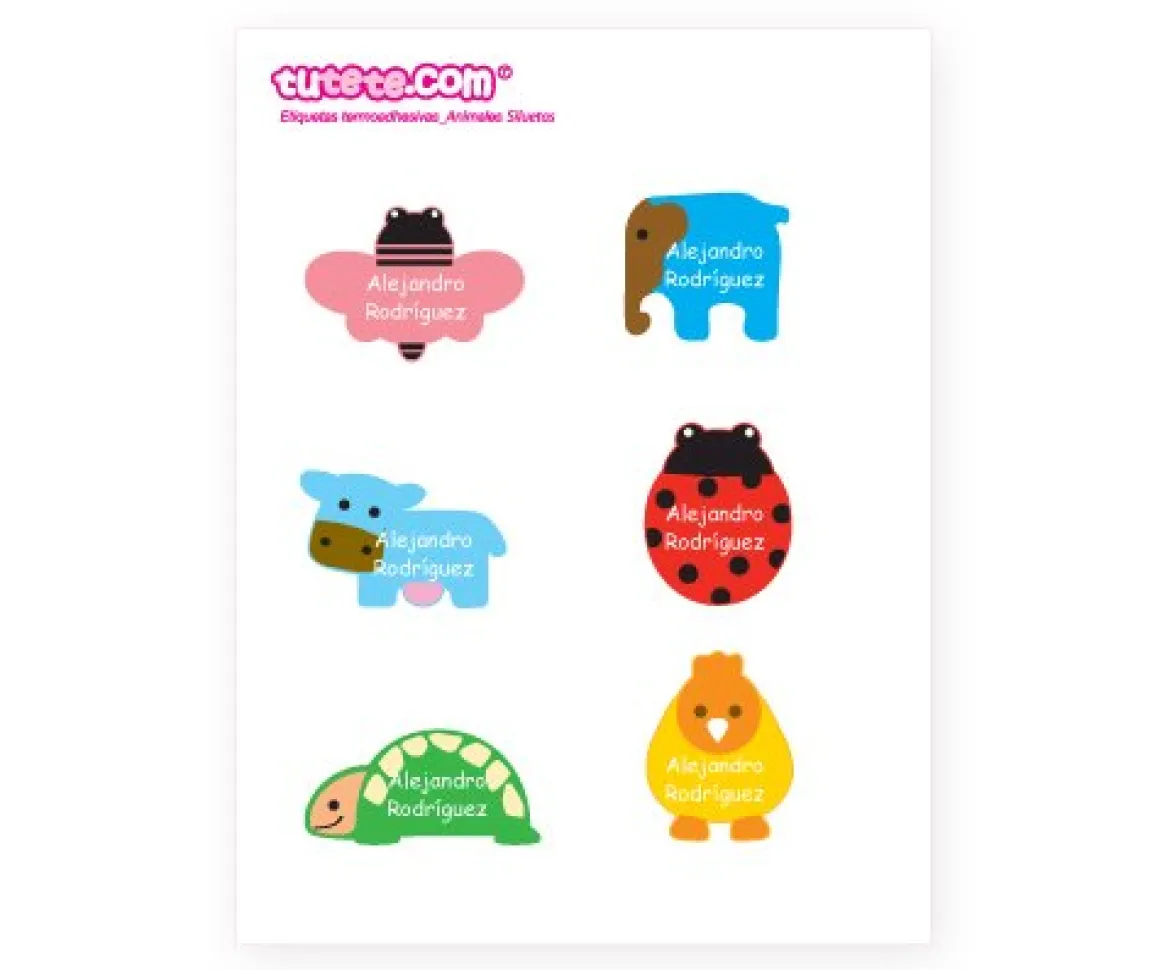 Pack Combinado Etiquetas termoadhesivas + Siluetas + pegatinas Animals