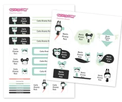 Pack Combinado Termo y Pegatinas Esther Gili Blanco y Negro