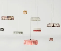 Pantalla de Lino Lámpara de Techo Vibes Green Blue Harlequin