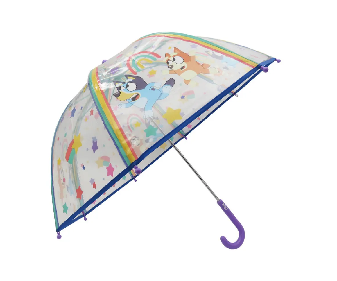 Paraguas Manual Infantil Bluey Transparente Burbuja