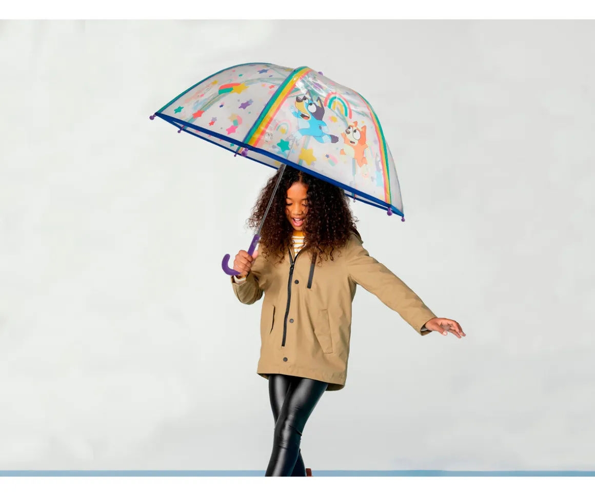 Paraguas Manual Infantil Bluey Transparente Burbuja