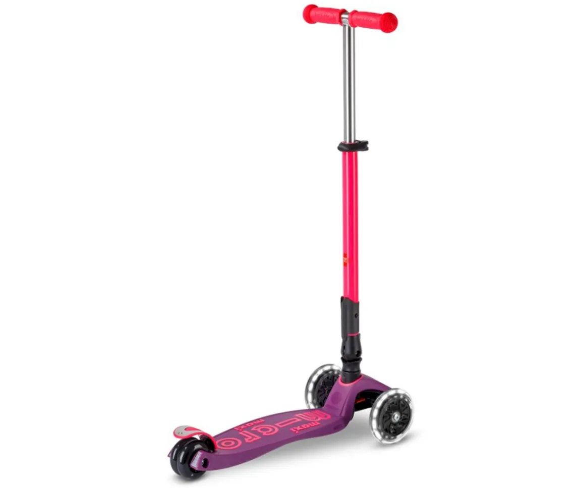 Patinete Maxi Deluxe Plegable Neon Led Lila / Rosa